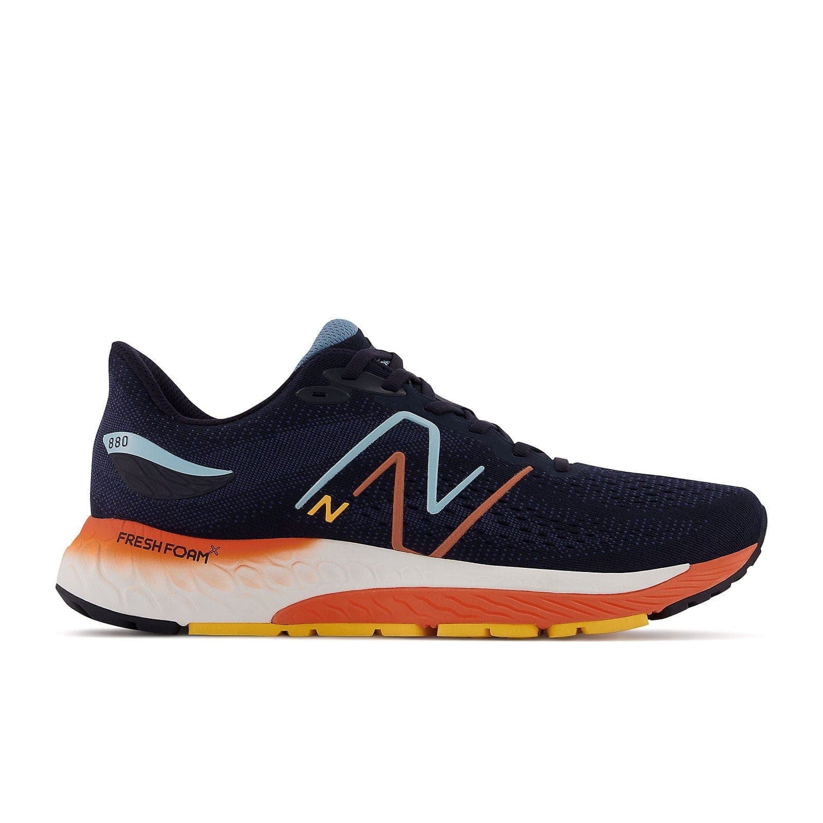 New Balance Fresh Foam 880v12 (Men's) - Eclipse with vibrant apricot and bleach blue