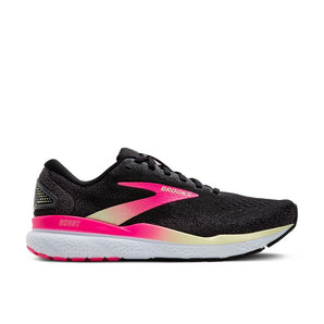 Brooks Ghost 16 Narrow (Womens) - Black/Pink/Yellow