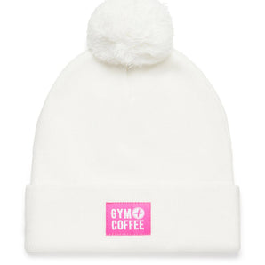 Gym+Coffee Knit Bobble Beanie - Soft White