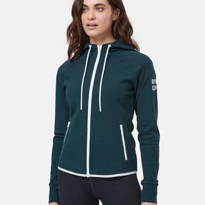 Gym+Coffee Chill Zip Hoodie (Womens) - Moss Green