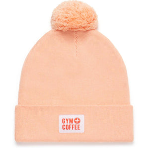 Gym+Coffee Knit Bobble Beanie - Sunrise Peach