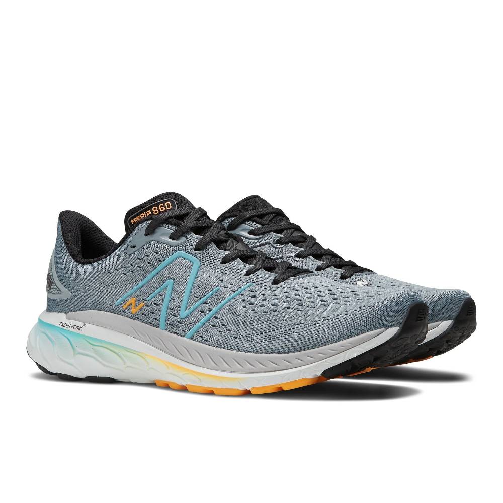 New Balance 860 v13  (Mens) - Steel with summer aqua and hot marigold