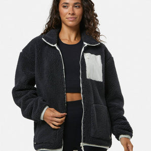 Gym+Coffee Industry Fleece Jacket (Womens) - Midnight/Grey