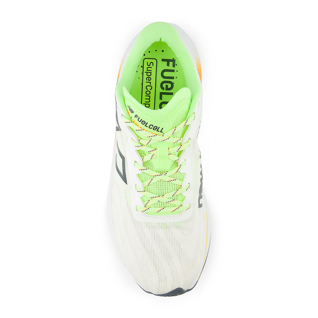 New Balance FuelCell SuperComp Trainer v2 (Mens) - White with bleached lime glo and hot mango
