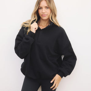 Gym+Coffee Snap Collar Sierra Sweatshirt (Unisex) - Black