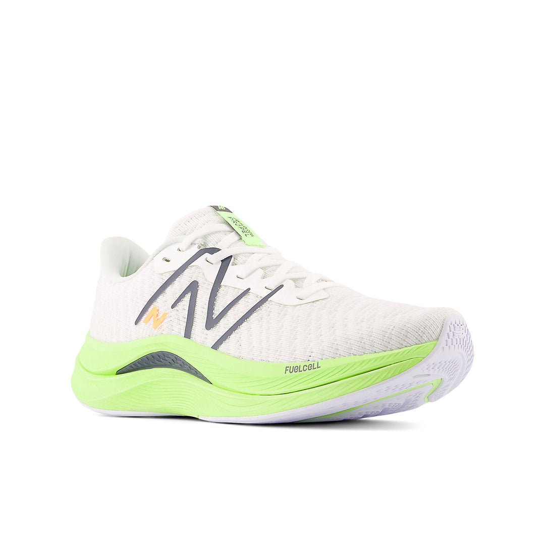 New Balance FuelCell Propel v4 (Womens) - White with bleached lime glo and graphite
