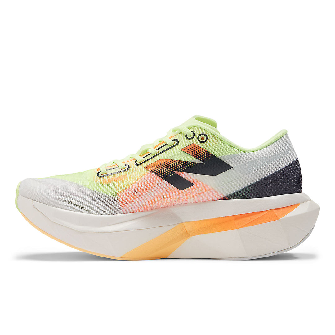 New Balance FuelCell SuperComp Elite v4 (Womens) - White with bleached lime glo and hot mango