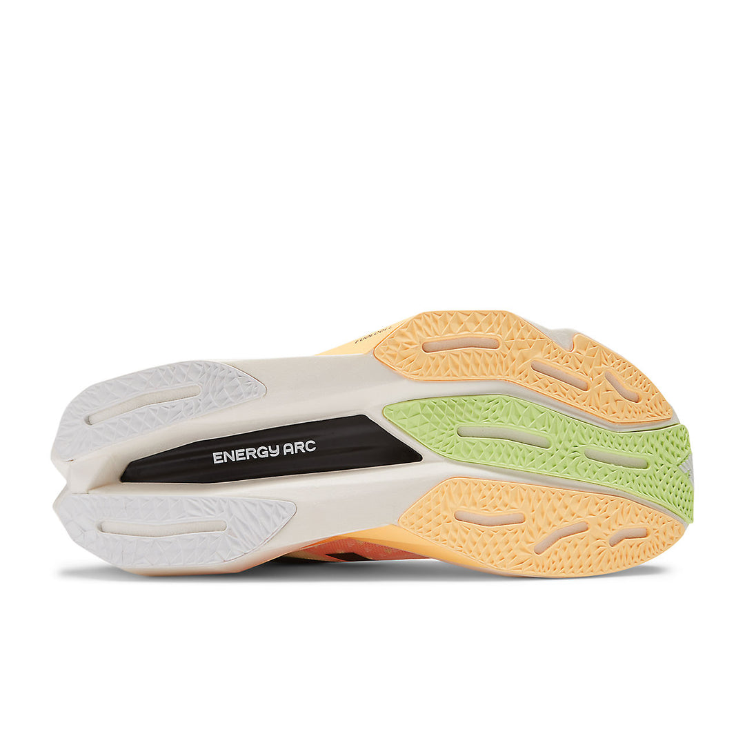 New Balance FuelCell SuperComp Elite v4 (Womens) - White with bleached lime glo and hot mango