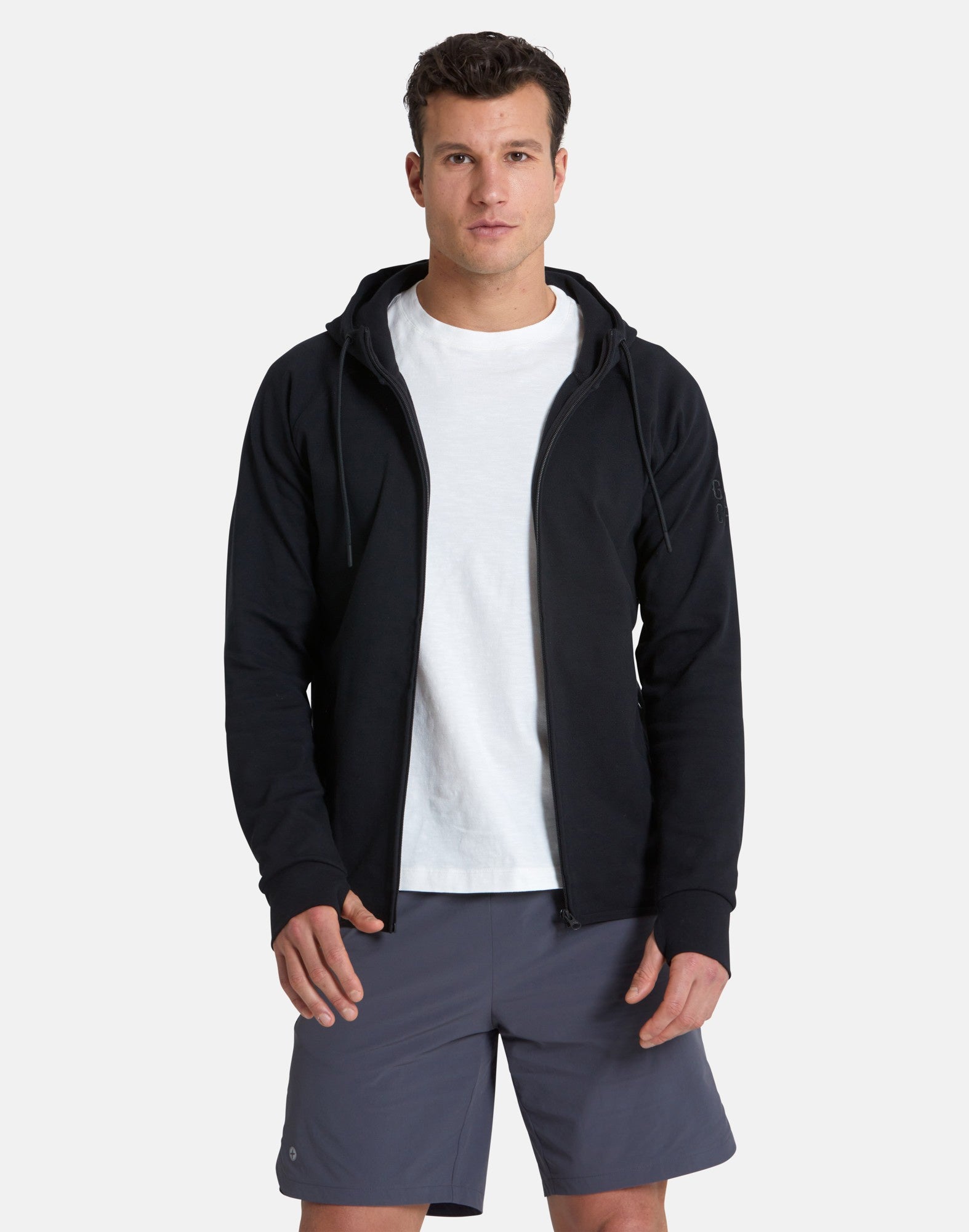 Mens black outlet zip hoodie