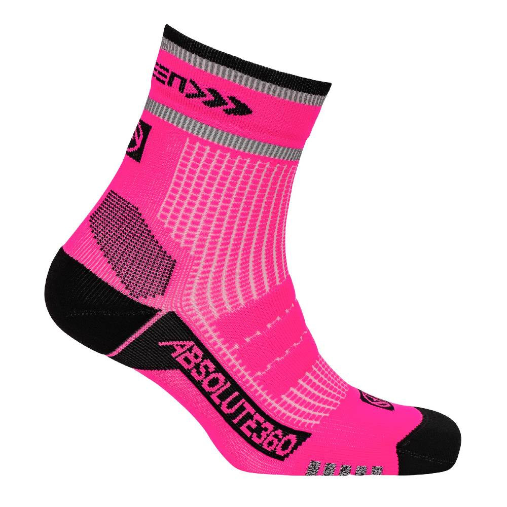 Absolute 360 Be Seen Performance Running Sock Quarter - Neon pink