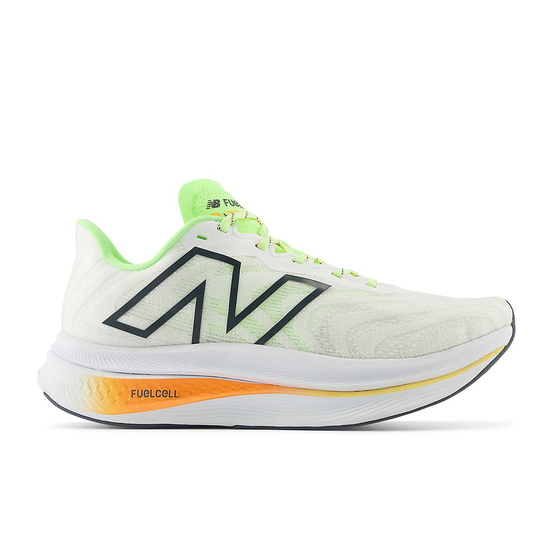 New Balance FuelCell SuperComp Trainer v2 (Womens) - White with bleached lime glo and hot mango