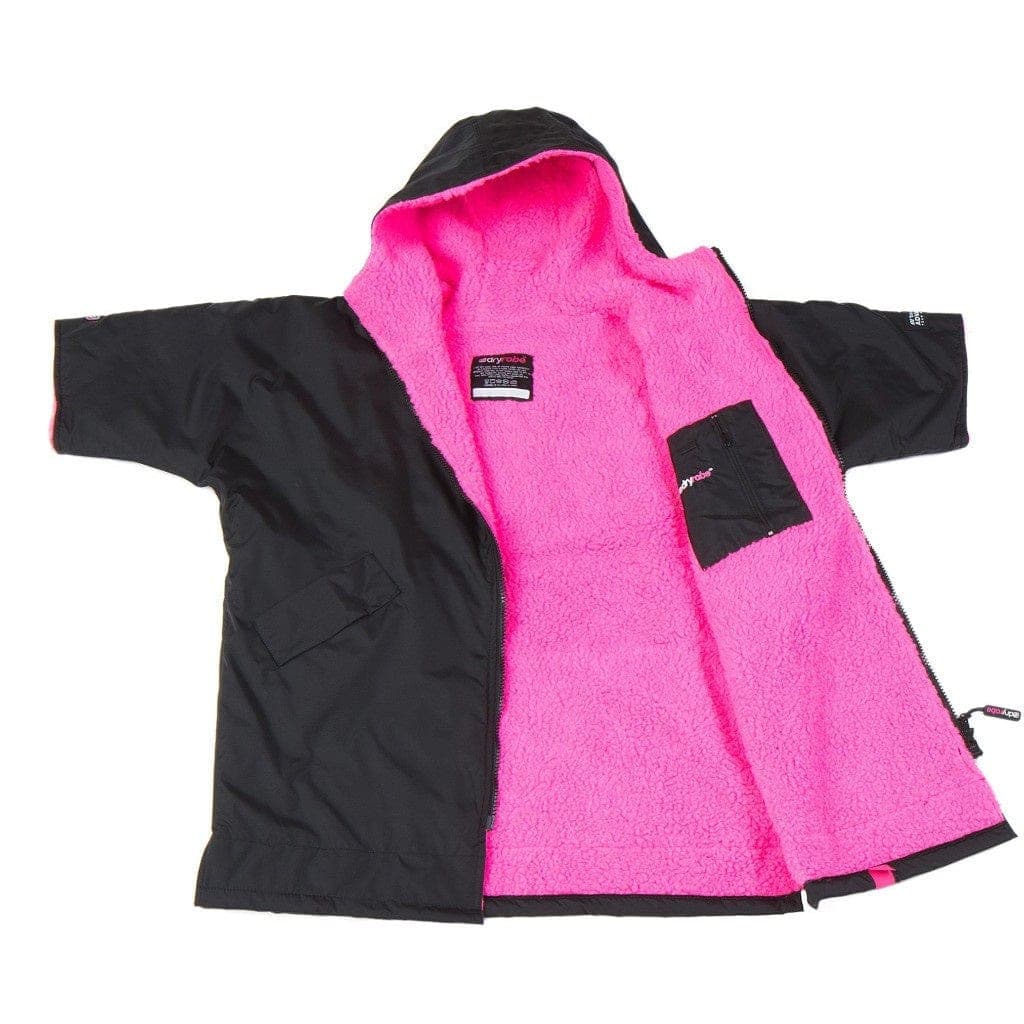 Dryrobe Dryrobe Advance Kids Short Sleeve - Black/Pink