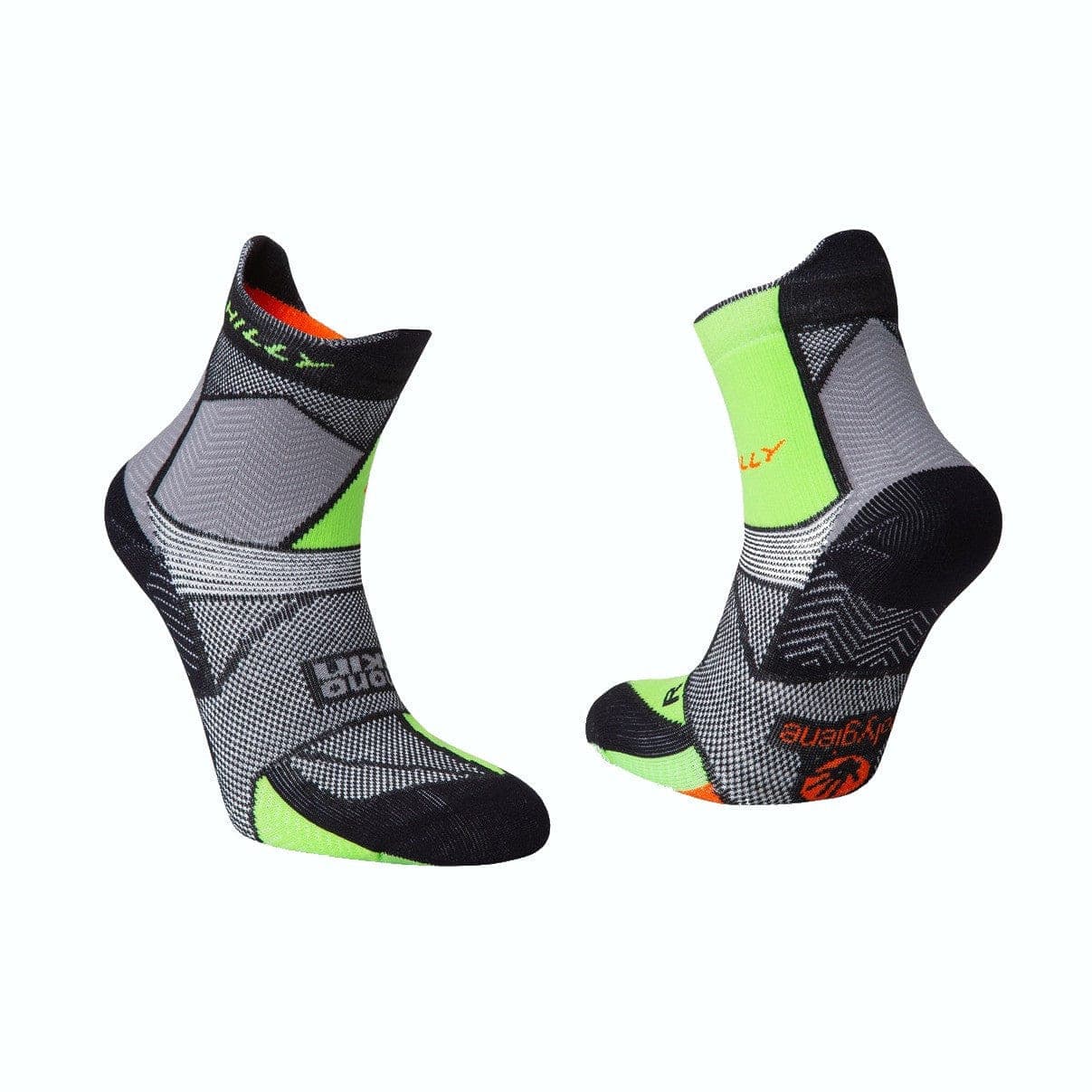 Hilly Marathon Fresh Anklet Med - Black/Grey/Lime Green