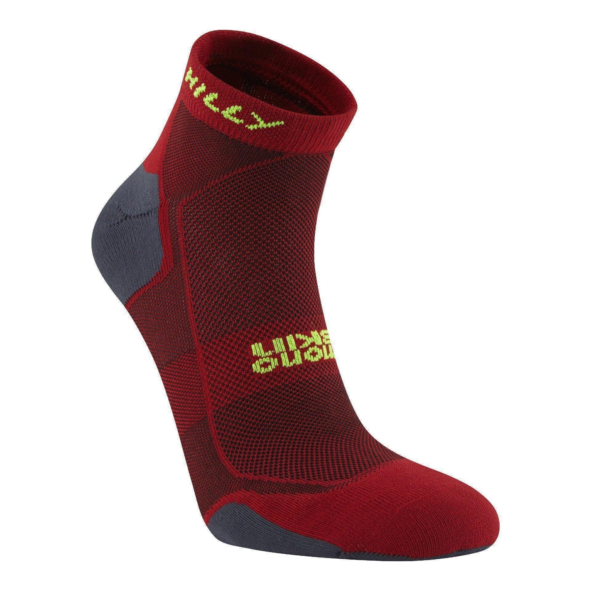 Pace Quarter Sock - Burgundy/Fluo Yellow-Hilly-RunActive
