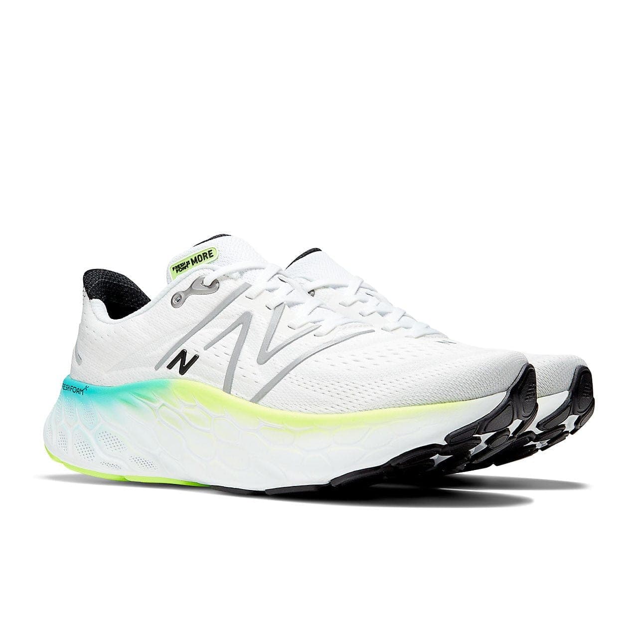 New Balance Fresh Foam More v4 (Mens) - White with Electric Teal