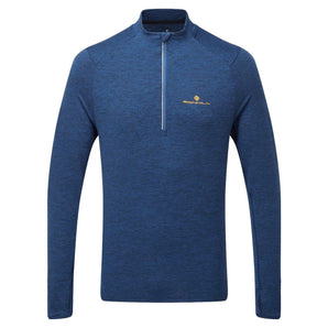 Ronhill Life Practice 1/2 Zip Tee (Mens) - Dark Cobalt Marl/Sunbolt