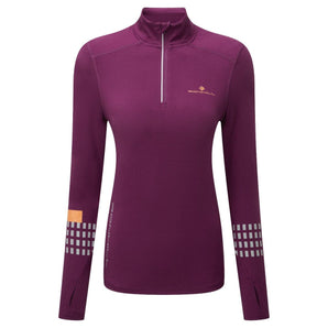 Ronhill Tech Afterhours 1/2 Zip Tee (Womens) - Grape/Mango/Reflect