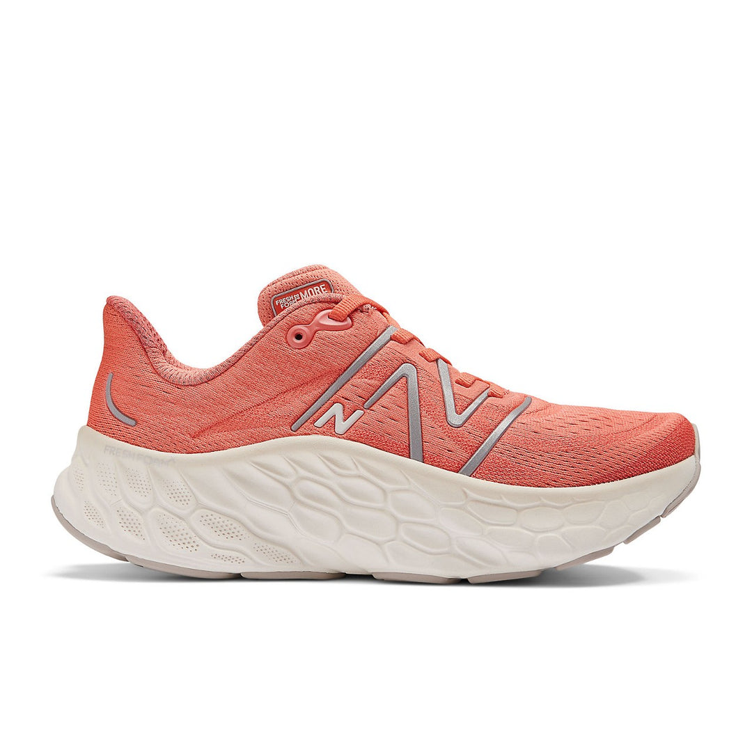 New Balance Fresh Foam More v4 (Womens) - Gulf Red with Sea Salt and Silver Metallic